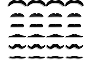 KELTRA 24 Pcs Fake Moustache,Stick On Mustache Mexican Fancy Dress False Moustaches Adults Kids Funny Black Beards Realistic Self Adhesive Curly Mustaches Goatee Set for Pirate Cosplay Costume (A)