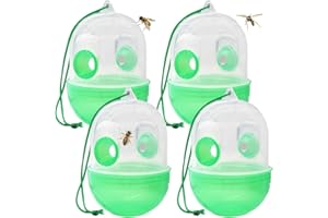 NC 4 Piezas Trampas para Avispas,Reutilizables Trampa para Moscas Protector de Avispas para Colgar,Trampa Plástico para Insectos,Moscas Interior y Exterior Jardín Granja