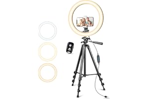 Aureday Stativ für Ringlicht, 12 Zoll Ringlicht mit Stativ mit 50 Zoll Stativ Ständer für Live Stream/Makeup/YouTube Video/Fotografie, Selfie Ringlicht Kompatibel mit Handys, Webcams und Kamera