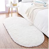Raschel Carpet Oval Kesme Yolluk Kaymaz Taban Kalın Yumuşak Peluş Halı &Ouml;zel Taban Beyaz, 120 x 430