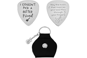 NYXSEAT 2 Púas de Guitarra Personalizadas Con Funda de Piel Negra y Llavero, Regalo de Música Rock y Metal para Amantes de la Música, 30*25MM, Acero