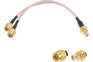 Vecys Cavo Sdoppiatore SMA SMA Femmina a Doppio Connettore maschio Cavo Coassiale Splitter a 3 vie V-Type RG316 6"/15CM per 2G 3G 4G LTE Antenna Router Gateway Modem MiFi Mobile Hotspot