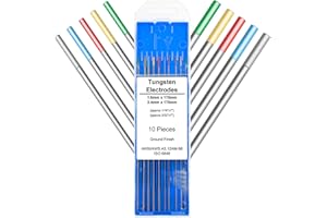 EATBALE saldatura per TIG Elettrodi di tungsteno Mix Confezione 2,4/1,6 x 175 mm, 2 x tungsteno puro, 2 x 2% cerio (grigio), 2 x 1,5% lantanio (oro), 2 x 2% lantanio (blu), 2 x 2% torio (rosso)