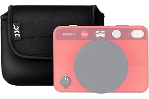 JJC Neoprenowa kompaktowa torba na aparat fotograficzny z zapięciem na rzepy do aparatu błyskawicznego Leica Sofort 2, D-Lux 8, Czarny, Organizer do torby