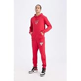DeFacto NBA Chicago Bulls Standart Fit Cepli Beli Bağcıklı Kalın Jogger Eşofman Altı D6564AX25SP