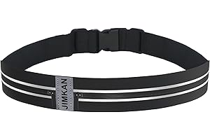 JIMKAN Laufgürtel für Damen Herren, Wasserdicht Lauftasche Jogging mit Zwei Taschen, Nicht Fallen Verstellbare Läufer-Hüfttasche, Passend für die Meisten Handys für Sport, Fitness (Schwarz)
