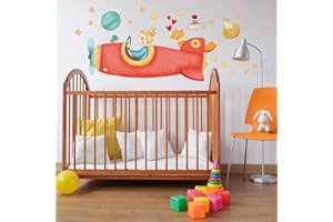 kina - Adesivo Murale Bambini Decorazione Parete Cameretta R00550 - Eco-Tessuto, Ecologico Anallergico, Riposizionabile, Effetto Carezza, Asilo Nido - Grafica Piccolo Principe e Misura 110x30 cm