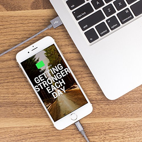 Toways Lightning Kabel [Apple MFi zertifiziert] iPhone Nylon USB Ladekabel Datenkabel für iPhone 7 / 7 Plus / 5 / iPhone 6 / iPhone SE / 6 / 6 Plus / 6s / 6s Plus / 5 / 5c / 5s, iPad Pro Air Air 2 mini2 mini3 4th Gen, iPod Nano 7th Gen, DJI Mavic Pro Drone – 1m Grau - 6