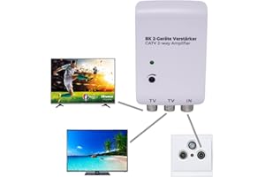 STERNDISCOUNT Antenna Amplifier for Cable TV DVB-C 2 Devices 2x 20 dB Adjustable Including 1.5 m Cable Full HD 4K Digital Signal Amplifier 47-782 MHz