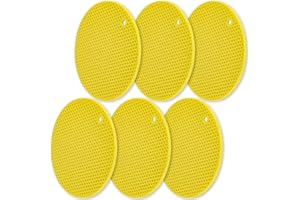 homEdge Silicone Trivets Mat, 6 Packs Multipurpose Non Slip Heat Resistant Pot Holder-Yellow