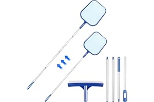 ACEMALL Red de Piscina 200 cm, Red de Limpieza de alberca, Pool Net Leaf Skimmer con 4 Postes de Aluminio Marco Resistente Cepillo de Limpieza para jardín, Estanque, tinas de Fuente, SPA, pecera