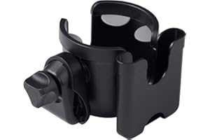 SUNVENO Porte-gobelet Universel pour Poussette - Rotation à 360 degrés - 2 en 1 - Grand Porte-Bouteille avec Support de téléphone - pour Poussette, Fauteuil Roulant, déambulateur - Noir