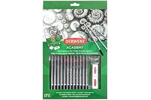 Derwent Academy Kit de Iniciación para Bocetar, Dibujar y Colorear, Set de 17, Incluye Sacapuntas y Goma de Borrar, Ideal para Bocetaje, Calidad Academy para Estudiantes, 2305679