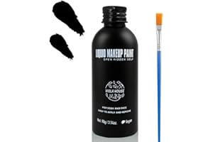VIOLA HOUSE Pintura Líquida Roja Para la Cara y El Cuerpo, Maquillaje Para Adultos Cosméticos Profesionales a Base de Agua Adecuados Para Halloween, Maquillaje De Payaso y Fiestas (Black)