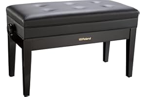 Roland Duet Size Piano Bench In Polished Ebony with Vinyl Seat - Rpb-D400Pe