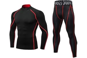 MINGHE Thermal Underwear Mens, Long Johns for Men Thermal Underwear Set Long Sleeve Base Layer Compression Suit Winter Thermals Top & Bottom for Workout Skiing Running
