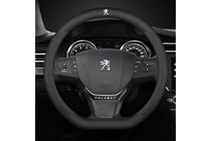 DOMOJT Couvre Volant en PU Cuir pour Peugeot 308 408 508 205 206 208 3008 2008 4008 5008 103 106 307, Microfibre PU Cuir Antidérapant Respirant Protège-Volant,B