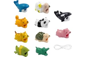 PFLYPF Protezioni per Cavi Animali dei Cartoni Animati - 10 Pezzi con Bobina e Mini Scudo Push-Bite per Cavo di Ricarica
