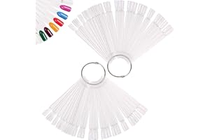 INSPUTOL Nagelmuster 100 Stück Nagelmuster Sticks Nail Color Display Nail Display Tips Nail Art Tips Sticks mit Metallring für Nagelstudio und Anfänger(Klar)