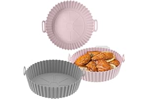 Ovtai Moule Silicone Air Fryer, Friteuse Airfryer, 2 Pièce Air Fryer Moule, Panier Friteuse en Silicone, Air Doublure de Four à Friteuse, Air Fryer Pot pour Four à Micro Ondes,Réutilisable