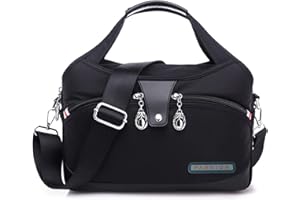 Travistar Crossbody Bags Waterproof Handbag for Women, Nylon Shoulder Bag Travel Work Bag - 2 in 1 Wide Strap School Daily Casual 9 Pockets Messenger Bag