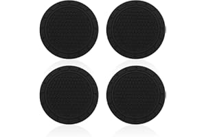 BEIBXHQQ 4 Black Car Water Coasters, Car Cup Holder Coasters, Car Coasters, Car Coasters For Cup Holders, Round Non-Slip Car Coasters, Universal Car Coasters, Silicone Car Cup Holder Inserts
