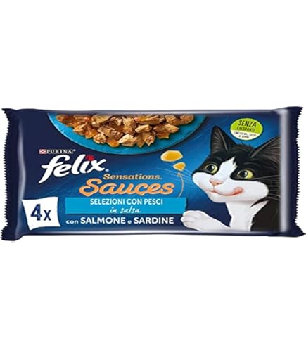 Felix Le Ghiottonerie Cibo Umido Per Gatti - 48 Buste Da 85g Con Salmone, Sardine, Trota E Sgombro