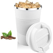 Tasse à Café De Voyage 355 Ml Avec Couvercle - Motif Floral Noir Et Blanc - Adaptée Aux Porte-gobelets Voiture - 2