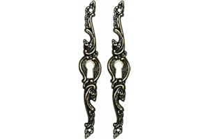 cyclingcolors 2x Bocchetta rosette chiave per mobili LOUIS XV in zama finitura bronzo antichizzata armadi mobili 128x21mm