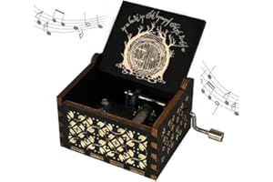 CUZIT TopLucky Black Wood - Caja de música con diseño de El Señor de los Anillos, juguete musical de madera grabada con manivela para cumpleaños, Navidad, Acción de Gracias