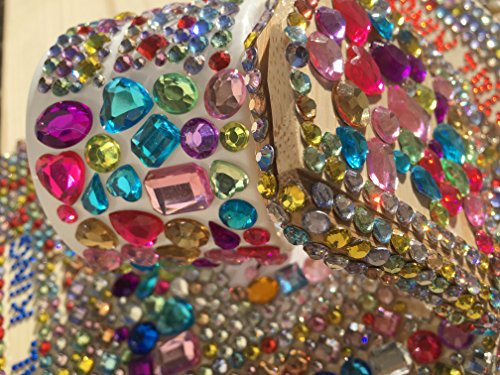 Set aus 1920 Stück glitzernden Strasssteine selbstklebend rund + eckig quadratisch bunt rund + mittelgroß in verschiedenen Formen basteln Gltzersteine Schmucksteine viereckig Strass Steine zum Verzieren von CRYSTAL KING - 6