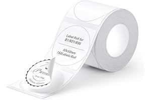 NIIMBOT Self-Adhesive Round Labels - 1.97" x 1.97" (50×50 mm), 150 Labels/Roll, Black on White, for Spice/Envelopes/Bottles/Jar/Candle/Logo