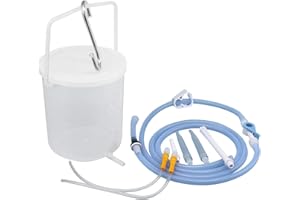 TopQuaFocus 2L Enema Bucket Kit para limpieza de colon 70.5 oz Cubo de enema de plástico a prueba de fugas para, 6 piezas de cabezal de ducha de enema