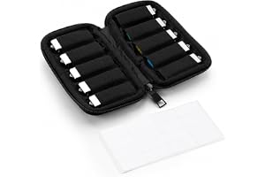 USB-sticka väska 10 fack med 20 etiketter för märkning svart | Kompakt USB-minne förvaring med 10 elastiska fack av polyester