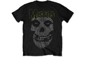 Rock Off officially licensed products Men's The Misfits Classic Distressed Logo Black T-Shirt: Large