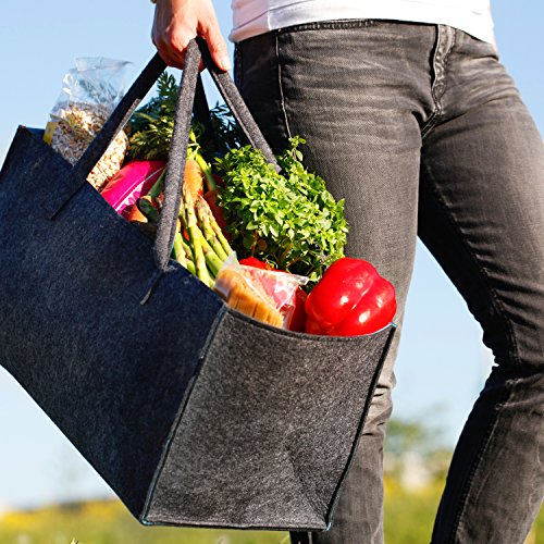 Premium Filztasche von G’FELT – hochwertige und geräumige Einkaufstasche, Aufbewahrung, stabile Kaminholztasche, schicke Freizeit-Tasche oder Badetasche – pflegeleicht, doppelwandig, robust, zweifarbig - 3