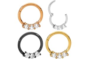 365 SLEEPERS 316L Surgical Steel Unisex 16G Gem Hinged Segment Ring Helix Tragus Septum Nose Hoop Earring Body Piercing Jewellery