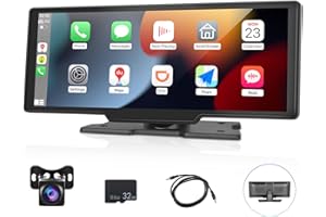 SIXTOP Sistema estéreo portátil Bluetooth para vehículos de 10,26 Pulgadas, con carplay/Android Car Parking Monitor Kit Car Parking Camera Kit, Compatible con 2 Pantallas divididas/DVR Ring Recording