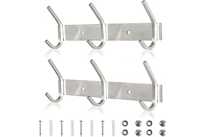 Qiannhee 2 Pack Coat Hooks Wall Mounted 3 Hooks Rustproof Wall Coat Rack 30CM up to 30KG Heavy Duty Coat Rack for Door SUS304 Stainless Steel Clothes Hook Rack for Bathroom Kitchen Hallway Bedroom