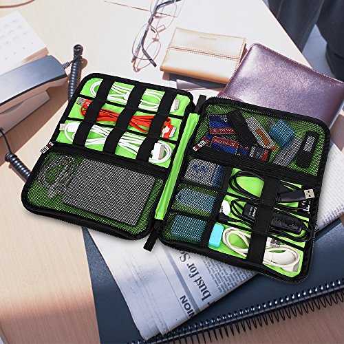 BUBM Tragbare Universal Electronics Zubehör Organizer, Travel Gear Organizer für Handys, USB-Kabel, Netz Banken, Kameras, Festplatte und Etc.by Senhai (Large, Schwarz) - 6