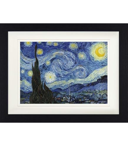 Van Gogh 'Sternennacht über Der Rhone' Wandbild – Klassischer Goldener Rahmen, 66x56 Cm