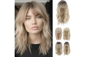 PARXITN Hair Topper für Frauen Synthetische Haareile 45cm Hair Toupet mit Pony Wiglets Wiglets Haareile für dünnes Haar Balayage Blond