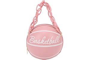 NOENNULL Basketformad Axelväska PU-läder Basketbollaxelhandväska Söt Mode Rund Handväska Boll med Axelremsutrustning Väska Träning Sport