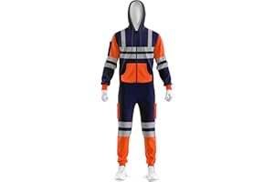 mymixtrendz Men's Hi-Vis Contrast Coverall Workwear Unlined Overall Dungaree Work Utility & Safety Jumpsuit & Onesie