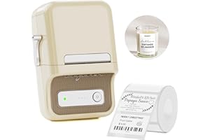 NIIMBOT B21 drukarka etykiet z 1 rolką taśmy startowej, Bluetooth, urządzenie do etykietowania, rozmiar druku 20-50 mm, kompatybilna z iOS i Android, do domu, biura (beżowa)
