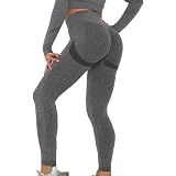 Leggins Sportivi Push Up Donna Vita Alta - Seamless Con Tasca Nascosta - Pantaloni Yoga Anticellulite A Compressione - Nero