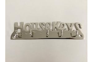 CHATTELS Shiny Nickel Plated Solid Brass" House Keys" Key Hook 5 Hooks Wall Mounted Holder Rack Including fixings