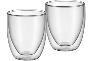 WMF Kult doppelwandige Cappuccino Gläser Set 2-teilig, doppelwandige Gläser 250ml, Schwebeeffekt, Thermogläser, hitzebeständiges Teeglas, Kaffeeglas
