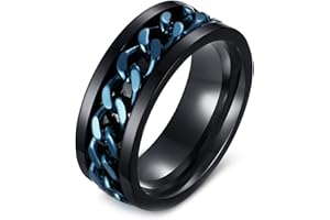 Epinki Bague Anti Stress Tournante, 8MM Anneau Tournant Argent/Noir/Or/Coloré Acier Inoxydable Homme Bague Rotative