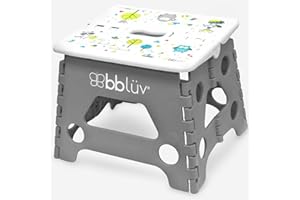 Bblüv - Marche Pied Enfant - Escabeau Pliable pour Bébé - Tabouret/Marchepied Compact et Facile à Nettoyer pour Enfant en Bas âge - Salle de Bains et Cuisine - Apprentissage de la Propreté - Gris